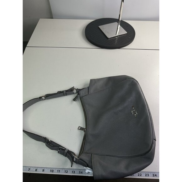 DAMAGED - Coach Rori Silver Stone Gray Granite Pebbled Leather Shoulder C2853 - Picture 9 of 12